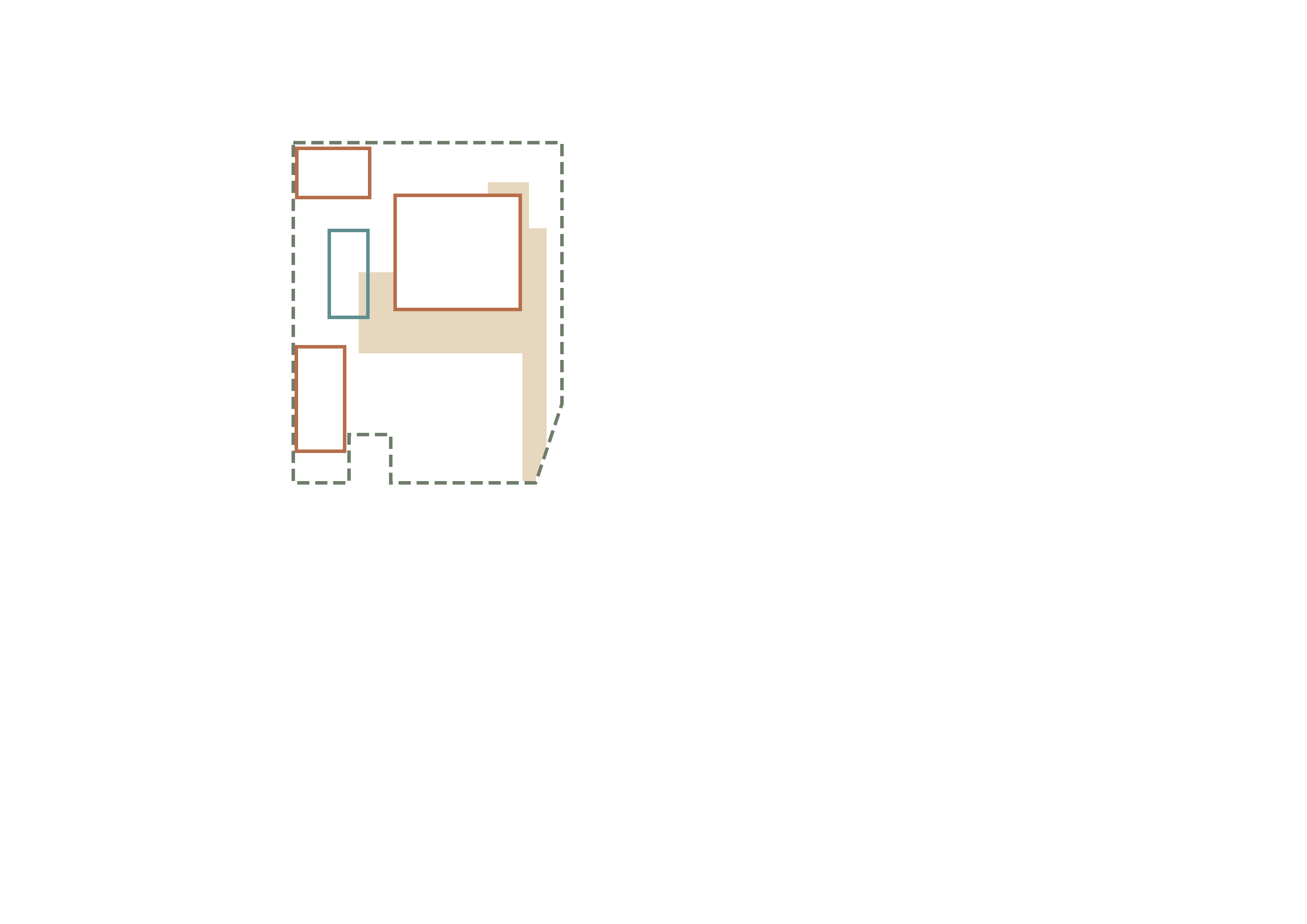 Manuell überarbeitete Lageplan-Darstellung des Grundstücks mit Wohnhaus, Carport, Terrasse, Zuwegungen, Gartenhaus und Pool